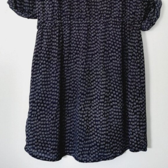 HILARY RADLEY Utility Sleeve Drop Waist Dress Navy Blue Tribal Geo Print Sz S - Picture 12 of 16
